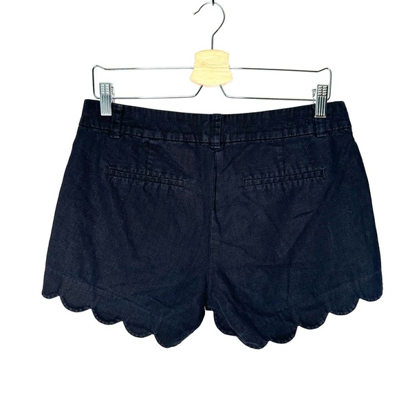 J. Crew | Black Scallop Hem Linen Shorts Size 6 - Picture 3 of 5